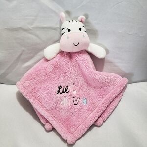 Baby Gear Plush Zebra Lovey Mini Security Blanket Pink Lil Diva Embroidered 2013